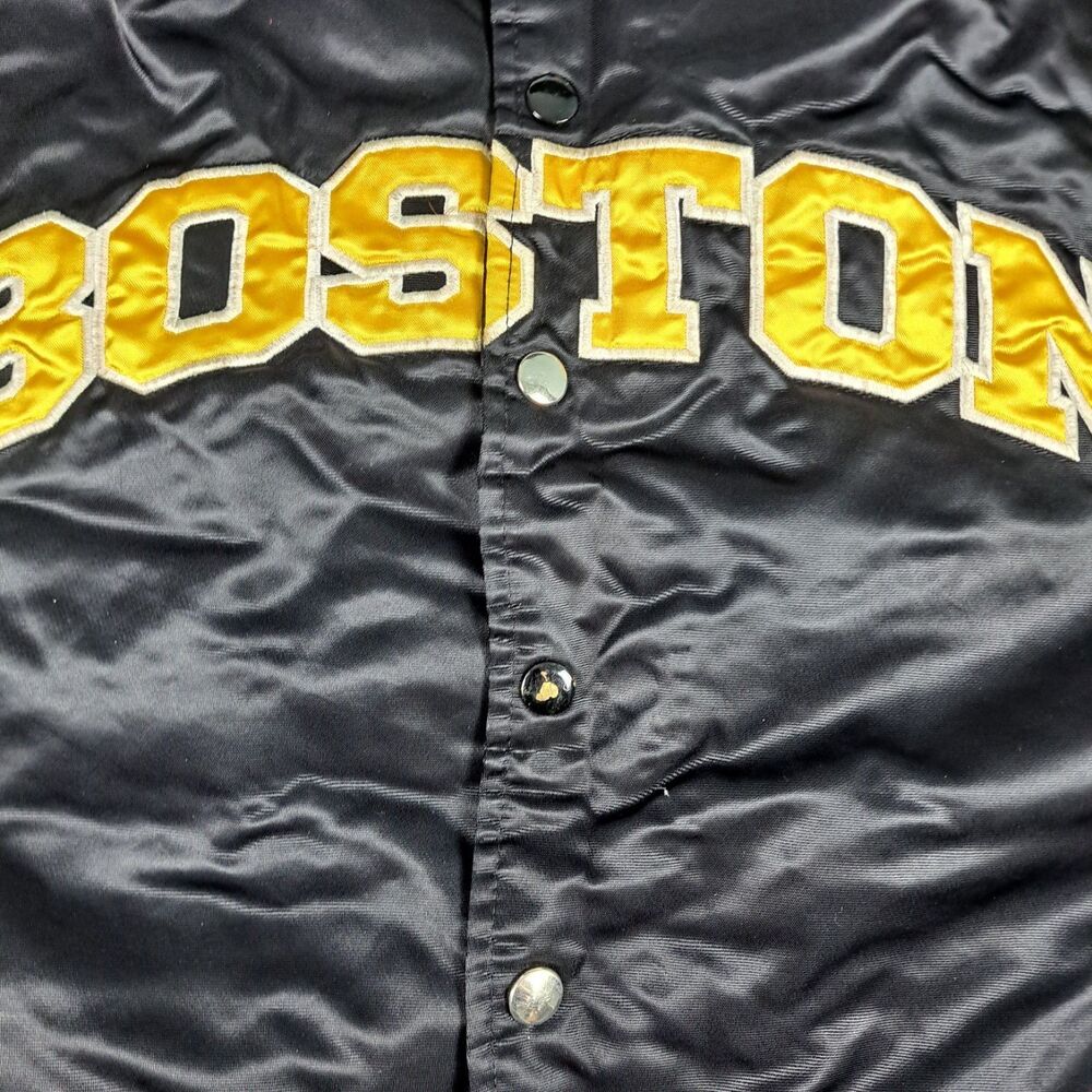 Vtg Boston Bruins G-III & Carl Banks Satin Bomber Jacket Mens L NHL Snap Up - Picture 11 of 16
